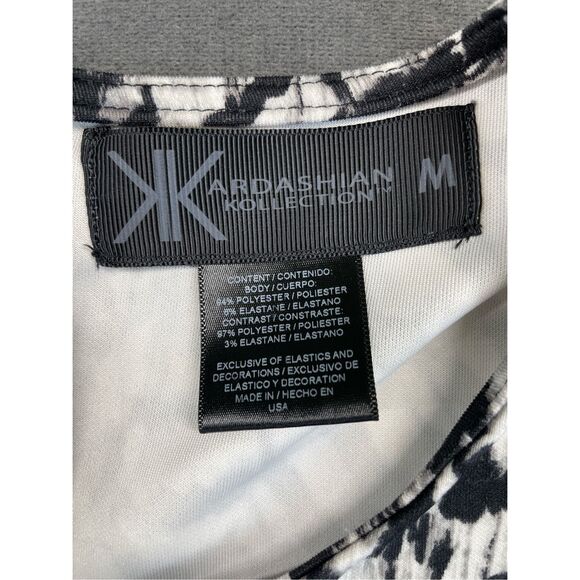 Zebra Print Bodycon Dress Kardashian Kollection Women M Black White Bold Glam - Picture 10 of 14